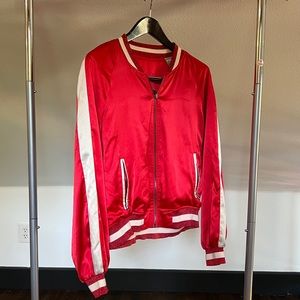 Red Silk Bomber Jacket - Reversible